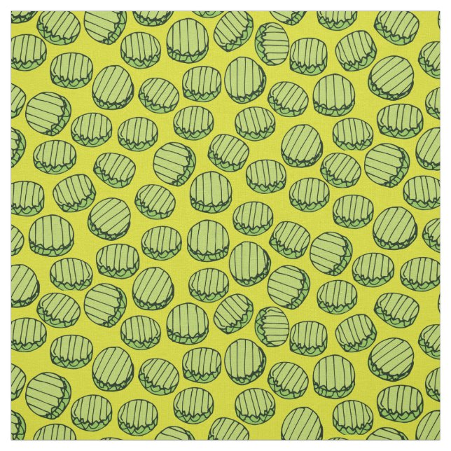 Tecido Padrões de Comida de Picles Verdes Engraçados (Modelo)