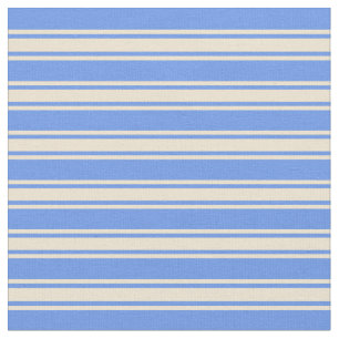 Tecido Padrões de Cornflower Blue e Beige Striped/Links