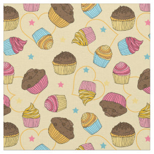 Tecido Padrões de cozedura de alfinetes e Cupcakes
