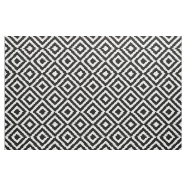 Tecido Padrões de Diamante de Ikat Branco Retro (Fat Quarter)