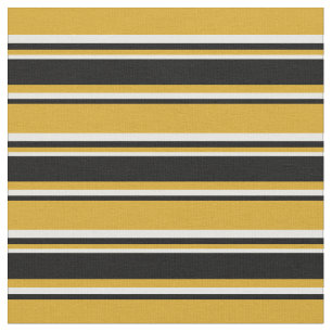 Tecido Padrões de Goldenrod, Preto e Branco de Stripes