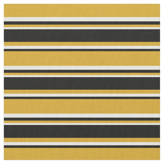 Tecido Padrões de Goldenrod, Preto e Branco de Stripes (Detalhe)