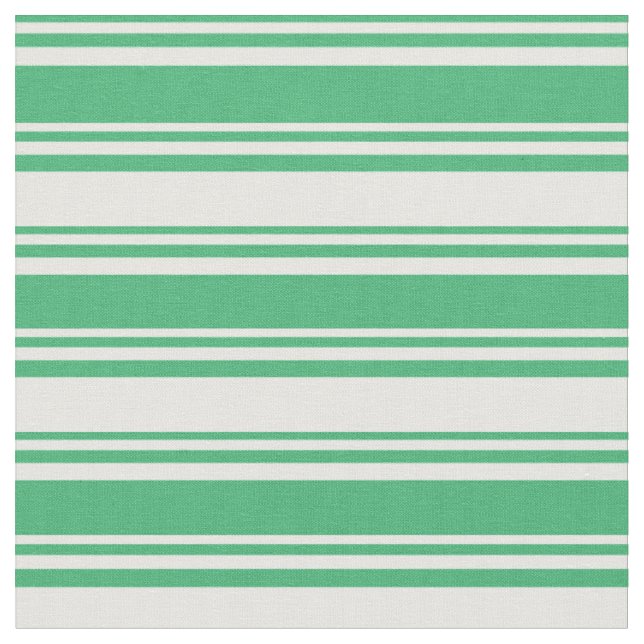 Tecido Padrões de Linhas de Creme Verde e de Minta do Mar (Detalhe)