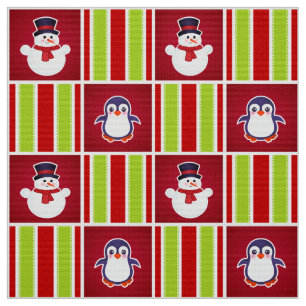 Tecido Padrões De Natal Bonitos Com Neves E Pinguins