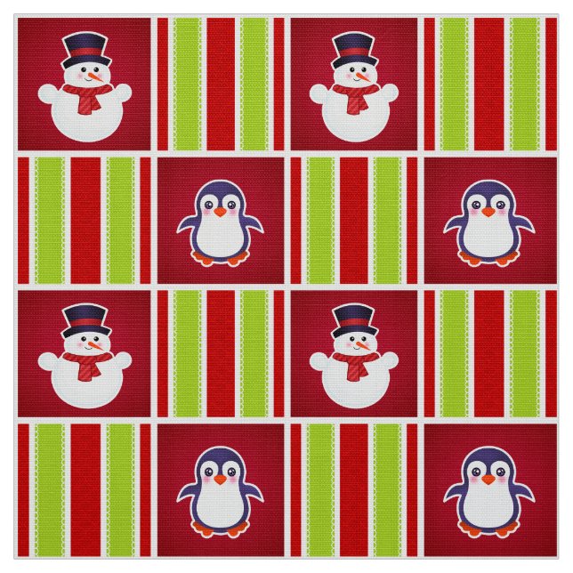 Tecido Padrões De Natal Bonitos Com Neves E Pinguins (Modelo)