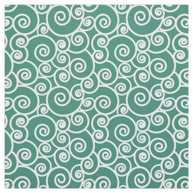 Tecido Padrões de Ondas, Curls e Espirais em Verdant Gree (Modelo)