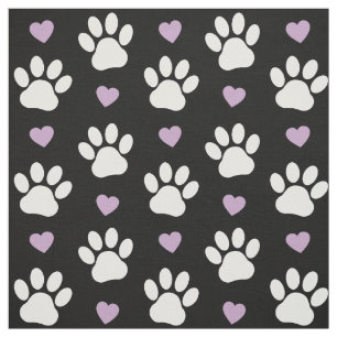 Tecido Padrões de pata, patas de cão, patas brancas, cora