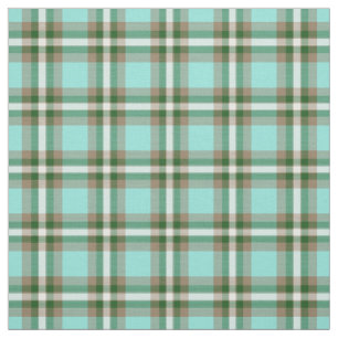 Tecido Padrões de Tartan Branco castanho-azul-turquesa