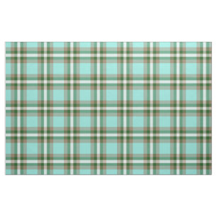 Tecido Padrões de Tartan Branco castanho-azul-turquesa