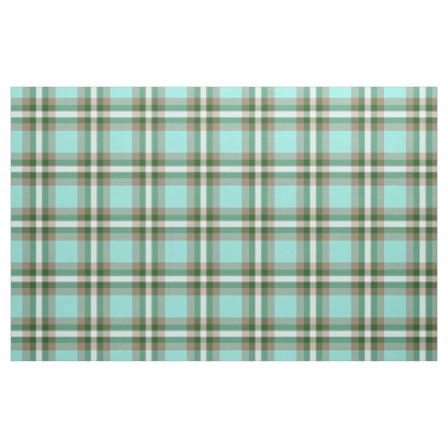 Tecido Padrões de Tartan Branco castanho-azul-turquesa (Fat Quarter)