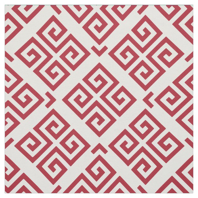 Tecido padrões geométricos das teclas vermelho e branco (Modelo)