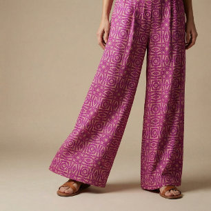 Tecido Padrões Geométricos do Mosaico Quadrado de Fuchsia