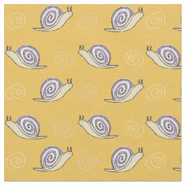 Tecido Padrões Ilustrados de Caracol e Rochas
