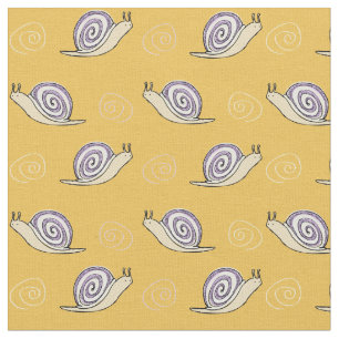 Tecido Padrões Ilustrados de Caracol e Rochas