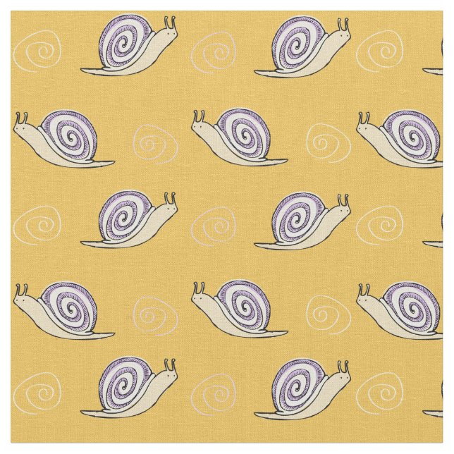 Tecido Padrões Ilustrados de Caracol e Rochas (Detalhe)