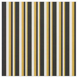 Tecido Padrões riscados cor-de-dourado, branco e preto