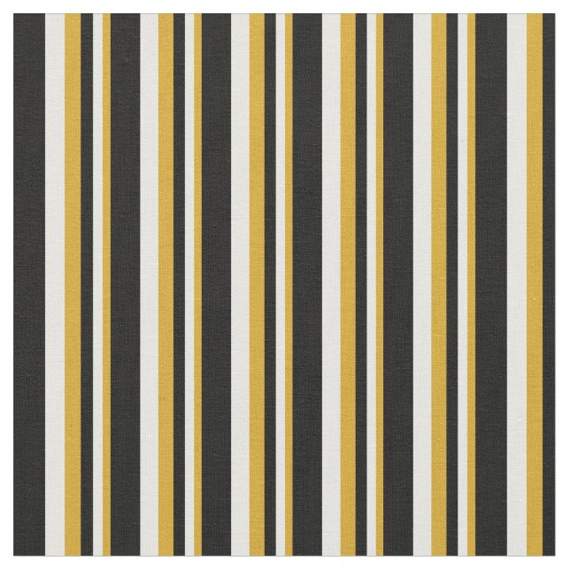 Tecido Padrões riscados cor-de-dourado, branco e preto (Detalhe)