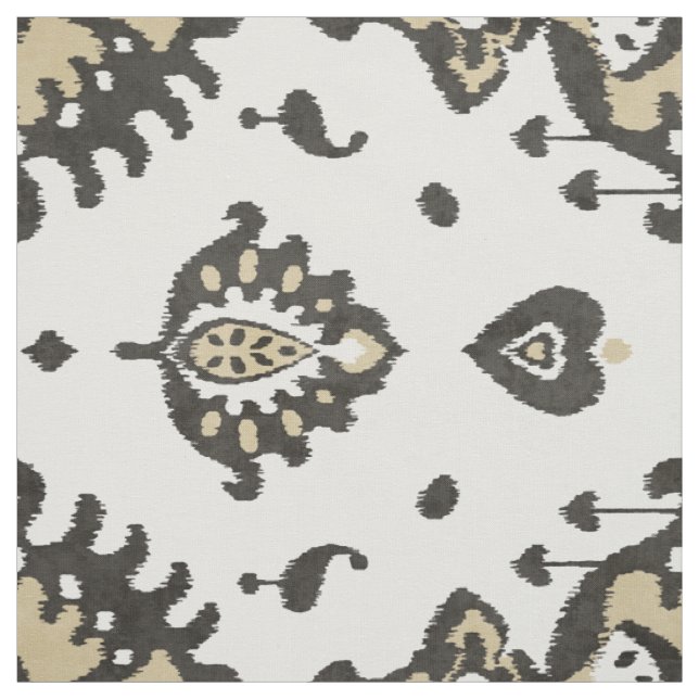 Tecido Padrões tribais brancos e negros e beige ikat (Modelo)