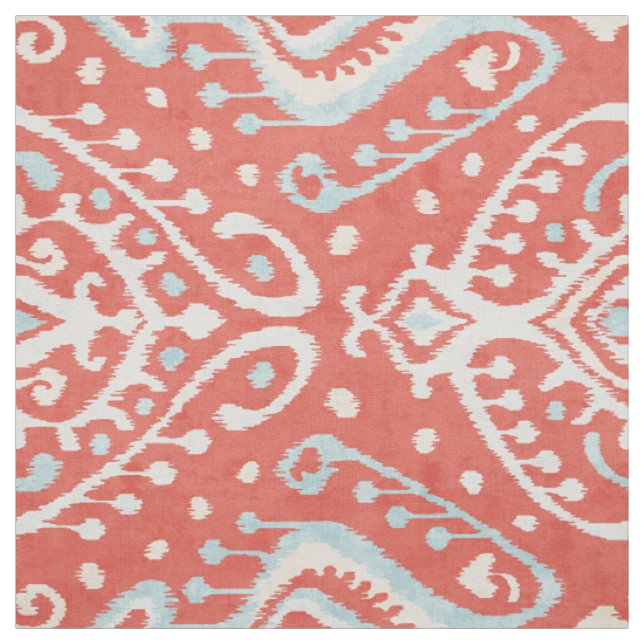 Tecido padrões tribais de ikat branco vermelho-escuro (Modelo)