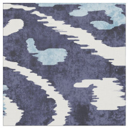 Tecido padrões tribais de ikat chic indigo azul e branco