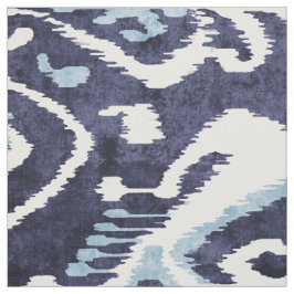 Tecido padrões tribais de ikat chic indigo azul e branco