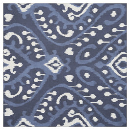 Tecido padrões tribais de ikat chic indigo azul e branco