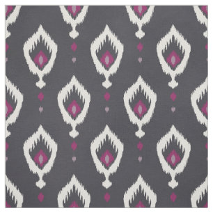 Tecido Padrões tribais ikat preto e roxo chiques