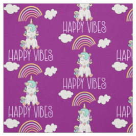 Tecido Padrões Unicórn Felizes Vibes Bonitos sorridentes