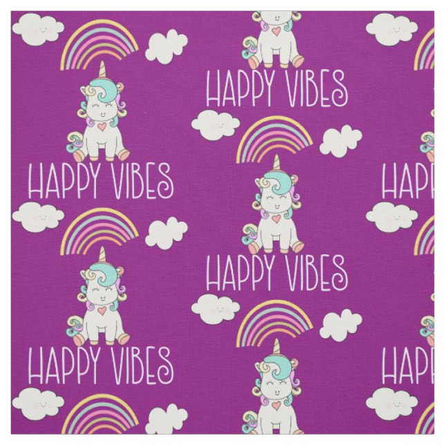 Tecido Padrões Unicórn Felizes Vibes Bonitos sorridentes (Modelo)