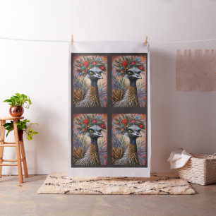 Tecido Painéis de Corte e Costura com Coroa Floral de Emu