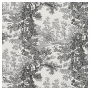 Tecido Paisagem de Cottage Vintage Paisagem Toile-Black &