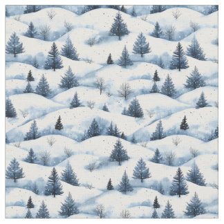 Tecido Paisagem de inverno coberta por neve