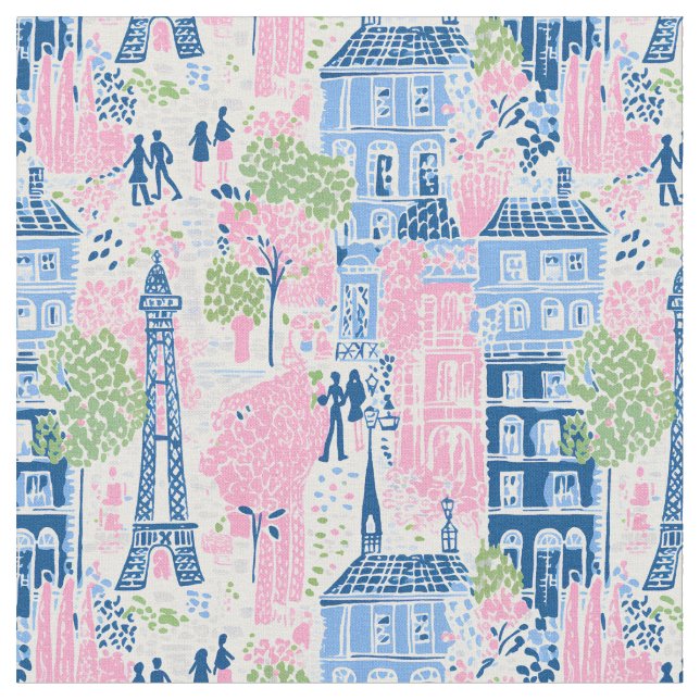 Tecido Paisagem dos Sonhos Parisienses (Detalhe)