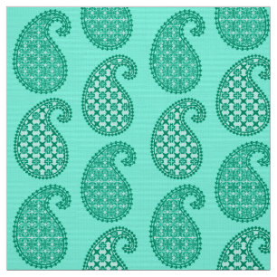 Tecido Paisley, aqua e turquesa