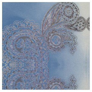 Tecido Paisley azul desvanecido