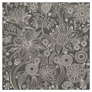 Tecido Paisley Background, Paisley Motif - Preto Branco