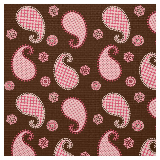 Tecido Paisley, cor-de-coral, cor-de-rosa e castanho-choc (Modelo)
