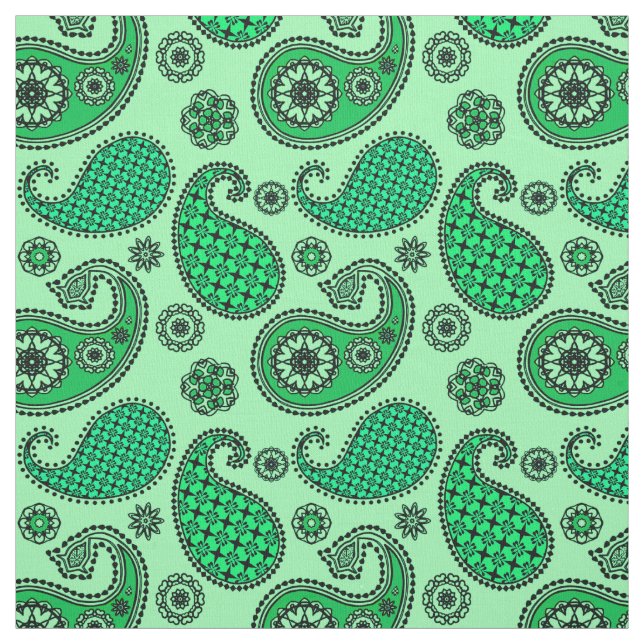Tecido Paisley, jade e hortelã verdes (Modelo)