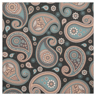 Tecido Paisley, padrão castanho, preto elegante