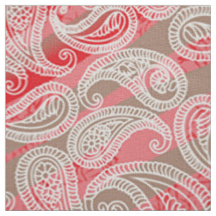 Tecido Paisley Textile Impressão Verde Rosa Vermelho