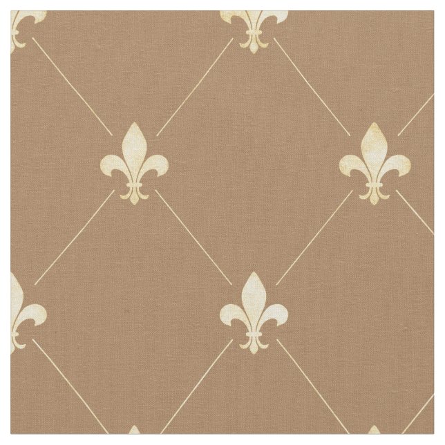 Tecido Pale Gold Fleur-de-Lis (escala média) Marrom (Detalhe)