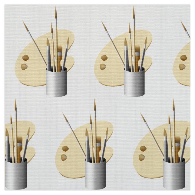 Tecido Paleta de artistas e escovas (Modelo)