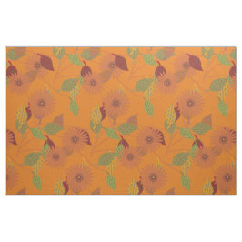 Tecido Paleta Floral Laranja Brilhante