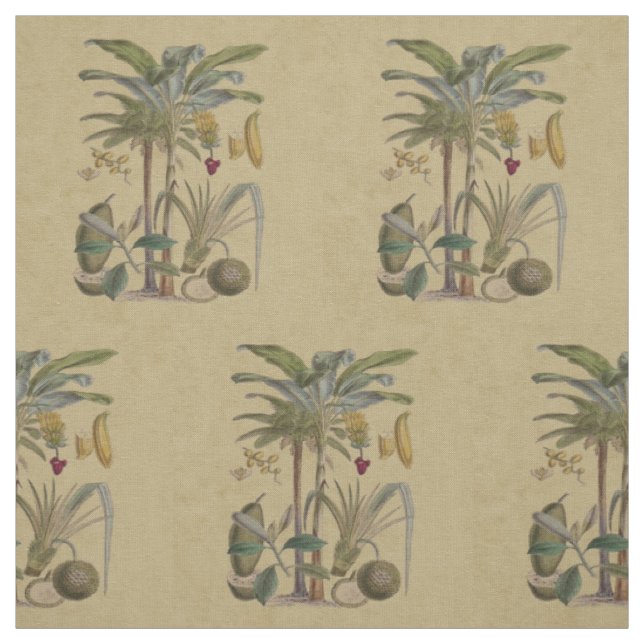 Tecido Palm Antique Fruta Tropical Arte Botânica (Modelo)