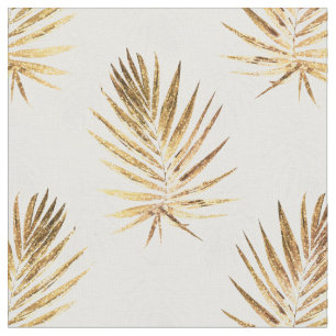 Tecido Palm Dourado deixa Trabalho de arte branco