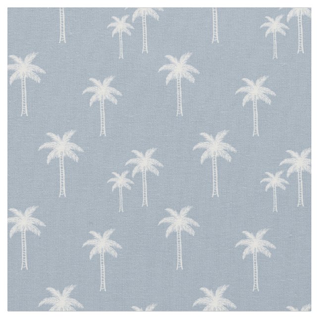 Tecido Palmeiras Boho Costeiro Tropical Verão Azul (Detalhe)