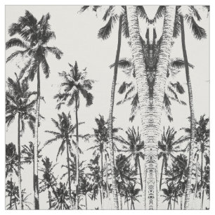 Tecido Palmeiras tropicais brancas e negras modernas de v