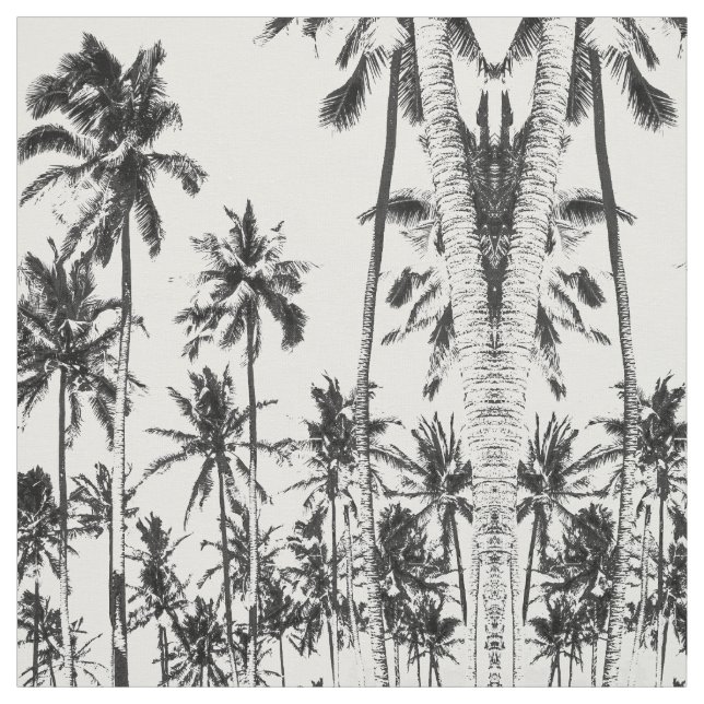 Tecido Palmeiras tropicais brancas e negras modernas de v (Modelo)