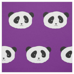 Tecido Panda face padrão roxo