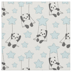 Tecido Pandas Balançando de Estrelas